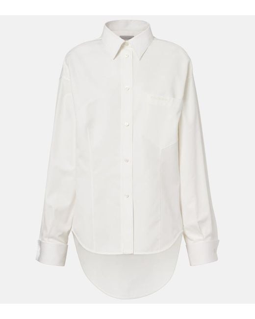 Balenciaga White Asymmetric Cotton And Silk Poplin Shirt