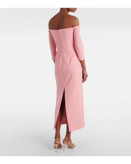 Vestido De Fiesta En Mezcla De Lana Bordado Oscar de la Renta de color Pink