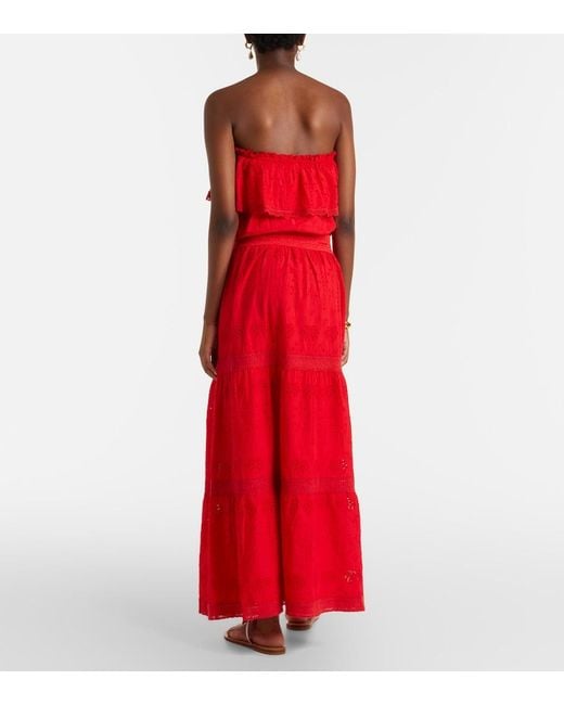 Melissa Odabash Red Caroline Broderie Anglaise Cotton Midi Dress