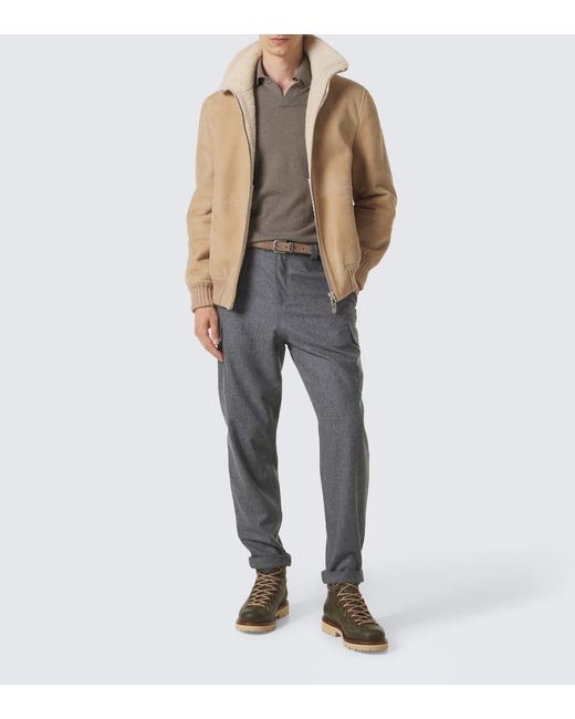 Brunello Cucinelli Brown Leather Lace-Up Boots for men