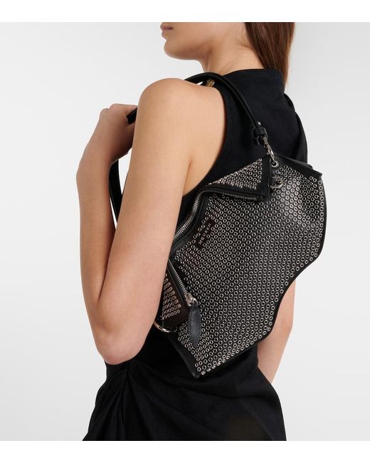 McQueen Black Manta Embellished Leather Clutch