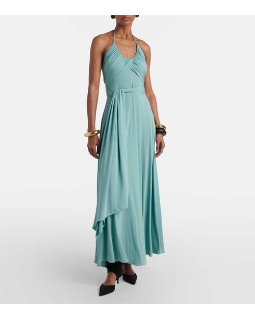 Vestido Largo De Jersey Plisado Alaïa de color Blue