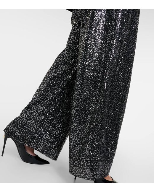 Dolce & Gabbana Gray High-Rise-Hose Mit Pailletten