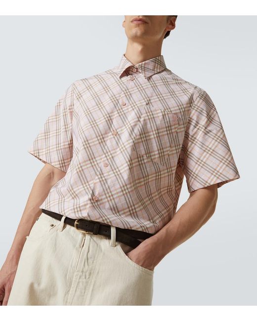 Burberry Natural Check Cotton Bowling Shirt for men