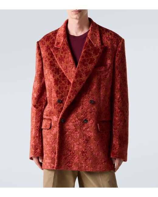 Dries Van Noten Red Double-Breasted Blazer for men