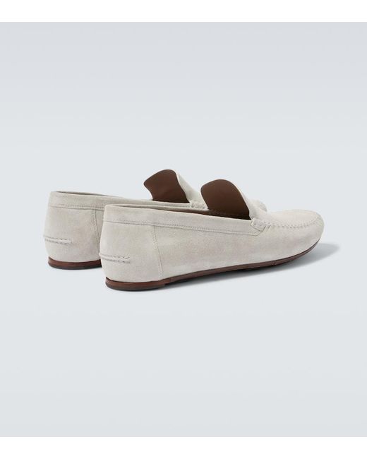 Manolo Blahnik Loafers Alder Aus Veloursleder in White für Herren