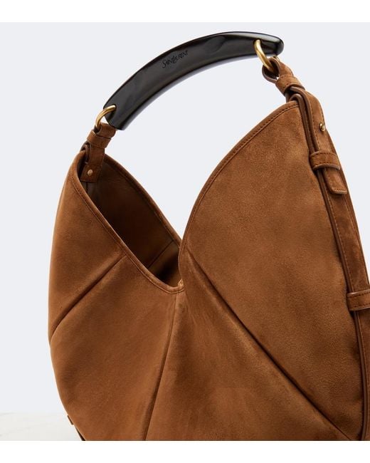Saint Laurent Brown Mombasa Medium Suede Shoulder Bag
