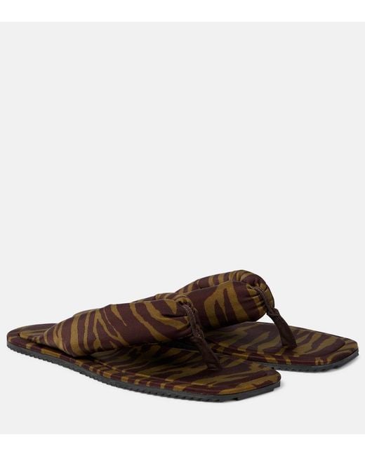 The Attico Brown Indie Zebra-Print Thong Sandals