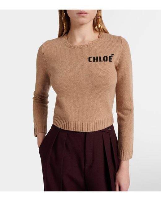 Chloé Natural Pullover Aus Wolle Und Kaschmir