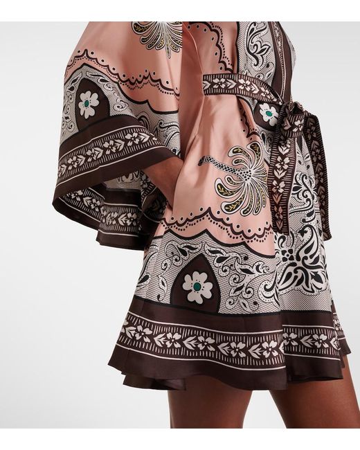 LaDoubleJ Brown Magnifico Printed Silk Twill Minidress