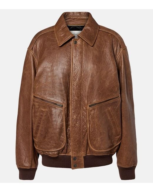 Saint Laurent Brown Padded Leather Blouson Jacket