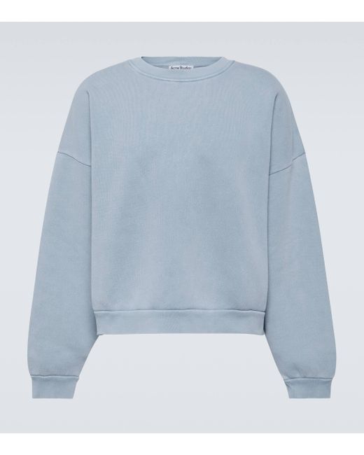 Acne Blue Crewneck Cotton Jersey Sweatshirt for men