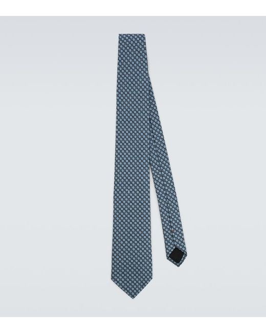 Zegna Blue Silk Jacquard Tie for men