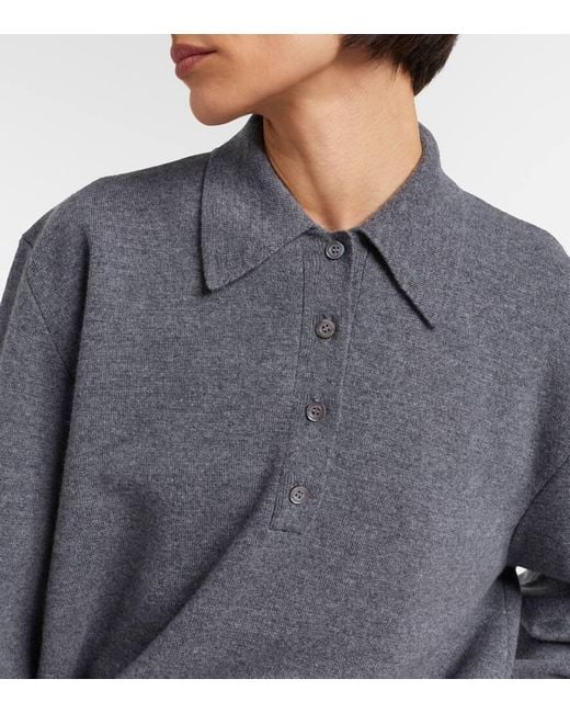 Rohe Gray Wool And Cashmere Polo Sweater