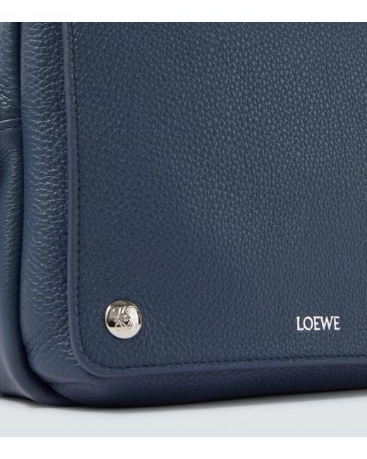 Loewe Blue Pebble Medium Leather Messenger Bag for men