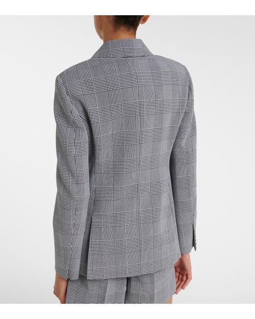 Max Mara Gray Prince Of Wales Check Virgin Wool Blazer