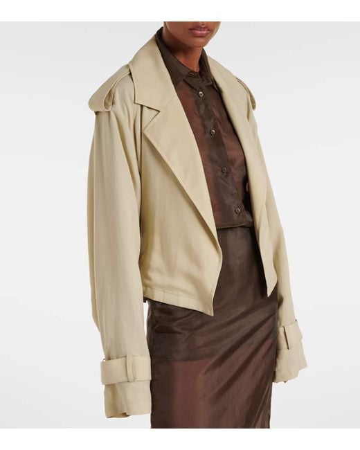 Frankie Shop Natural Simona Cropped Trench Coat