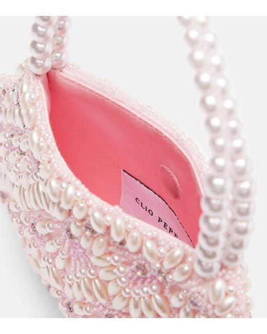 Clio Peppiatt Pink Scallop Mini Embellished Tote Bag