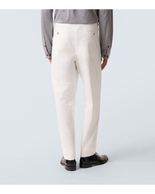 Giorgio Armani White Cotton-Blend Straight Pants for men