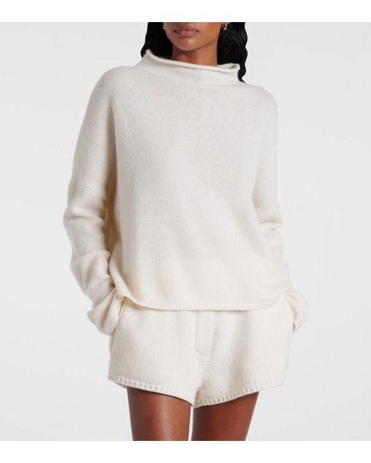 Lisa Yang White Sandy Cashmere Turtleneck Sweater