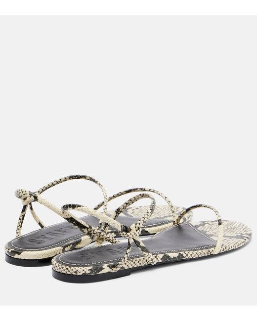 Staud White Laurel Snake-Effect Leather Sandals