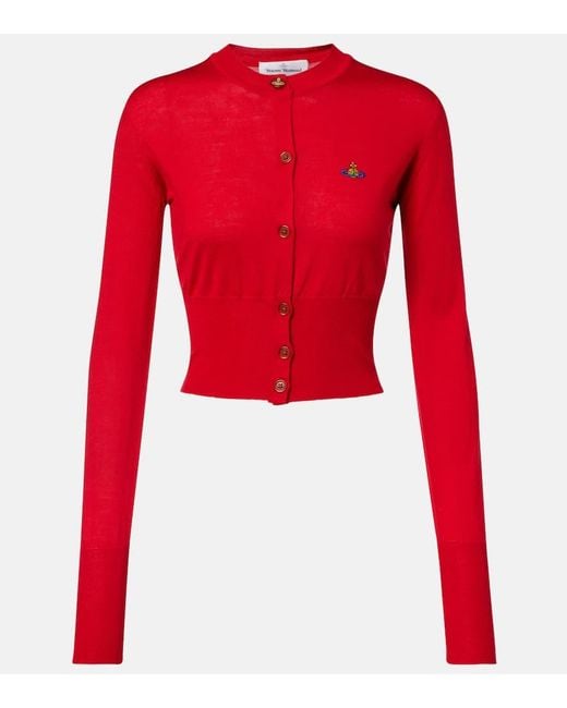 Vivienne Westwood Red Bea Cropped Wool And Silk Cardigan