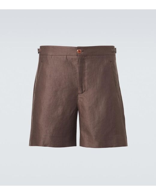 God's True Cashmere Brown Linen Shorts With Sunstone for men
