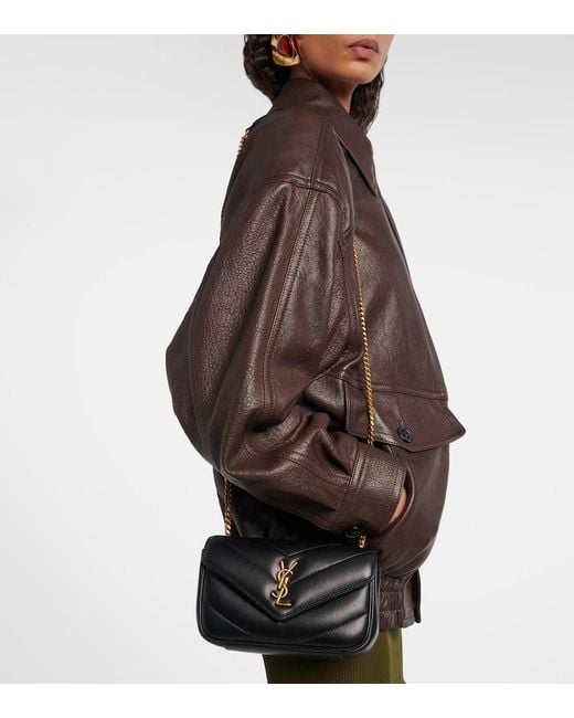 Saint Laurent Black Loulou Mini Leather Crossbody Bag