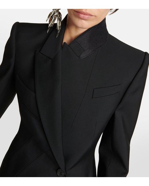 Blazer de lana asimetrico Alexander McQueen de color Black