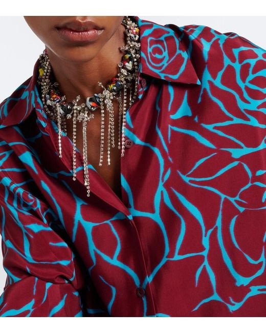 Dries Van Noten Blue Beaded Embellished Necklace