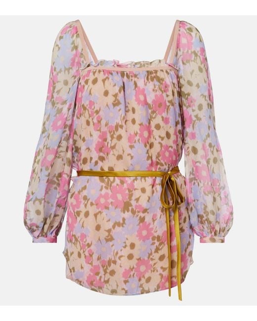 Valentino Pink Floral Silk Georgette Blouse