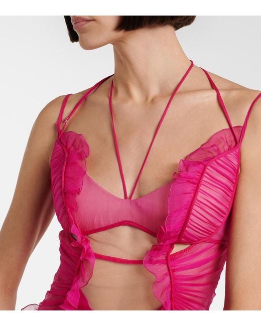 Nensi Dojaka Pink Semi-Sheer Silk Gown