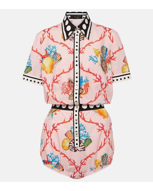 Dolce & Gabbana Pink Capri Printed Cotton Playsuit