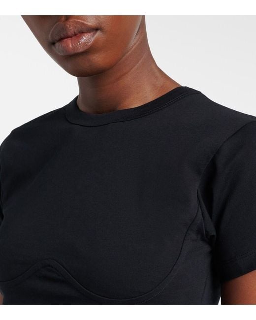 The Attico Black Cropped Cotton Jersey T-Shirt