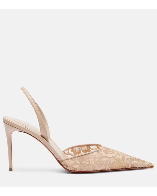 Christian Louboutin Natural Lace Slingback Pumps
