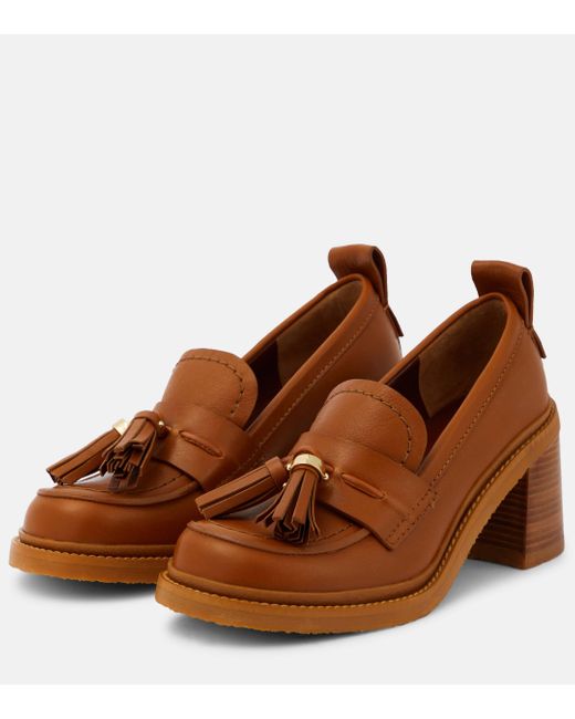 See By Chloé Brown Skyie Leather Loafer Pumps