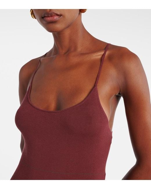 Faithfull The Brand Purple Cecile Striped Cotton-Blend Maxi Dress