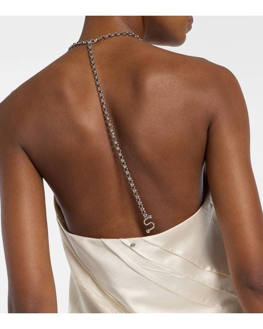 Sportmax White Fatuo Chain-Detail Satin Camisole