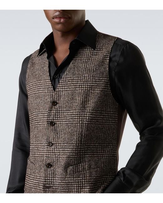 Dolce & Gabbana Brown Checked Pattern Vest for men