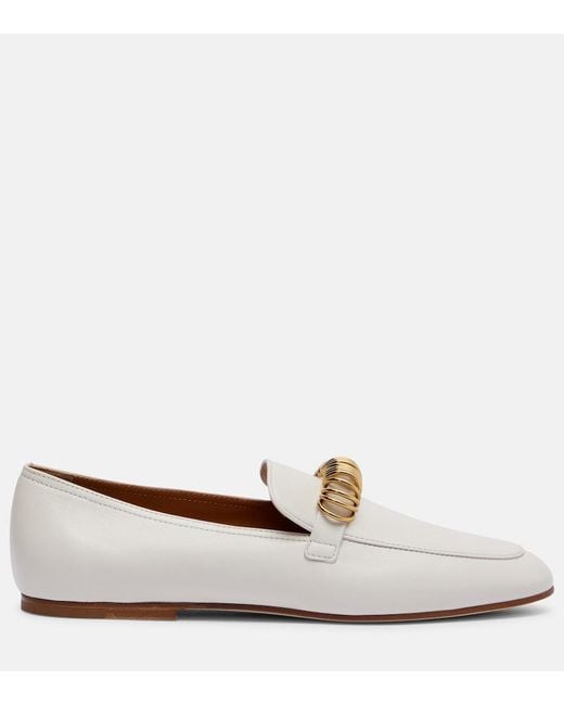 Tod's White Embellished Leather Loafers