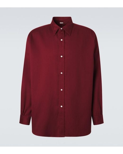 A.PRESSE Purple Cotton Twill Shirt for men
