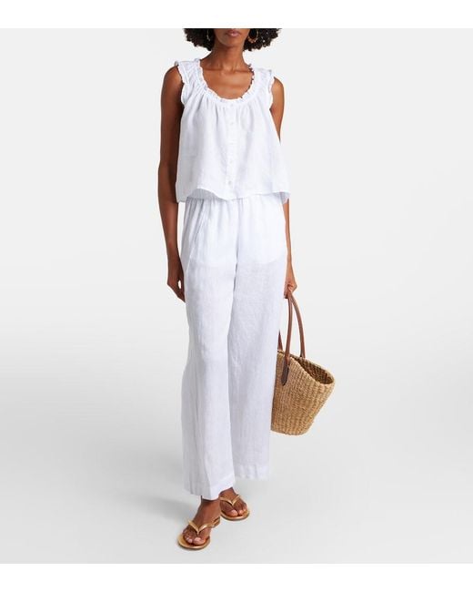 Velvet White Tana Linen Top