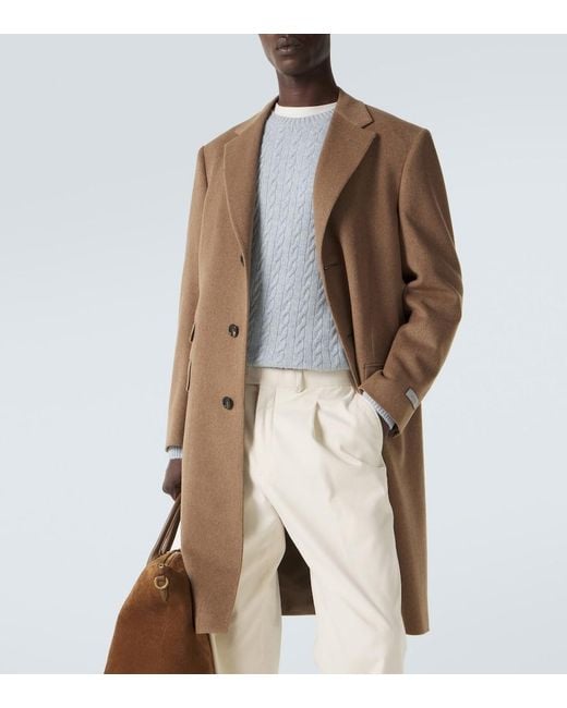 Canali Brown Single-Breasted Wool Coat for men