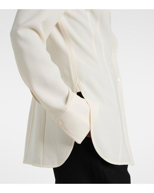 Totême  White Satin Button-Down Long-Sleeve Blouse