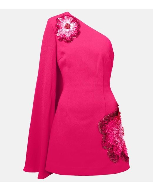 Rebecca Vallance Pink Layana Caped Embellished Minidress