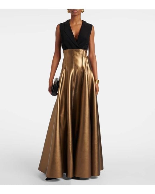 Jupe Longue Grace En Cuir Synthetique Norma Kamali en coloris Brown