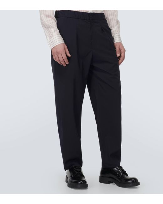 Pantalon droit en laine vierge Giorgio Armani pour homme en coloris Blue
