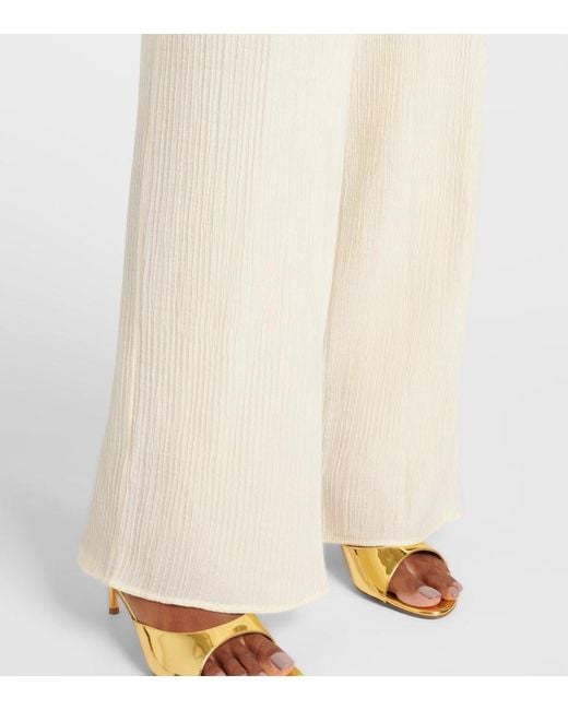 Taller Marmo White Zoagli Cotton And Silk-Blend Straight Pants