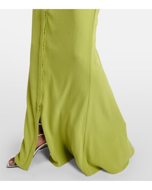 Roland Mouret Green Feather-Trimmed Crepe Satin Shirt Dress