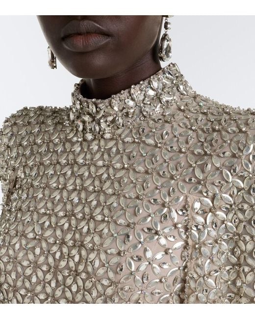 Jenny Packham White Sedona Embellished Mesh Gown